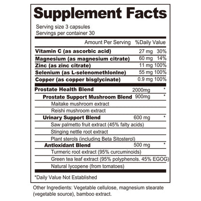 BSYS Prostate Health Capsules Urinary & Bladder Wellness Support  Anti-Inflammatory Balance  Antioxidant Protection  Immune Health Aid  Men's Prostate Care Formula