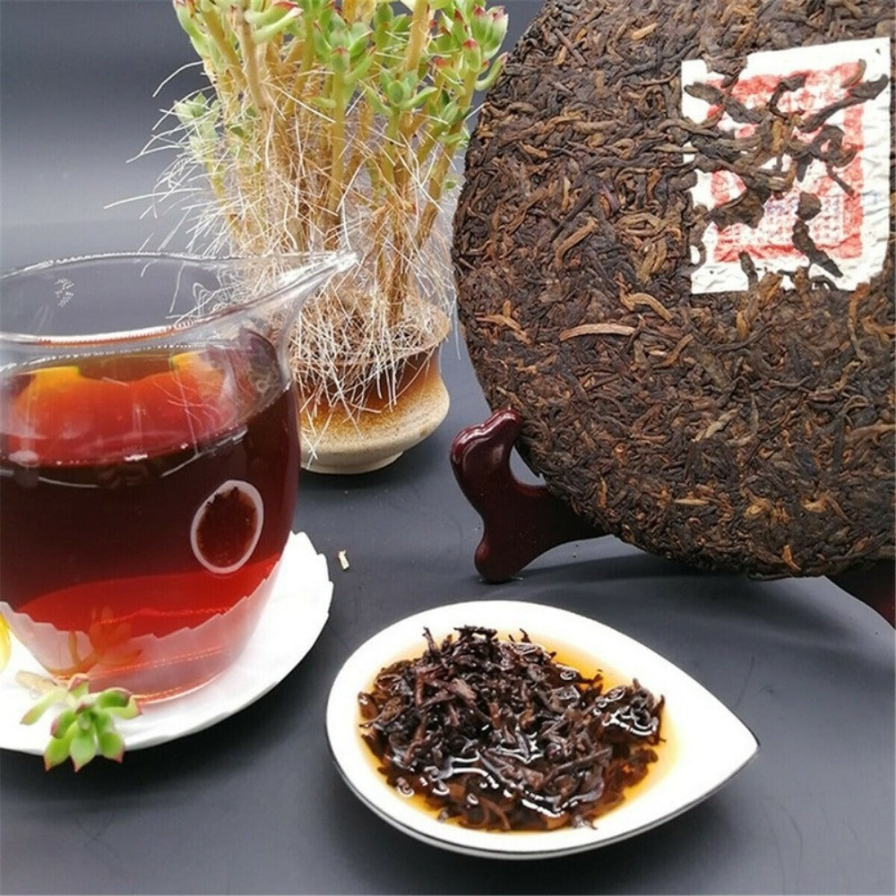 357g Aged Raw Pu-erh Tea Cake Yunnan Ancient Tree, Traditional Chinese Puer Tea